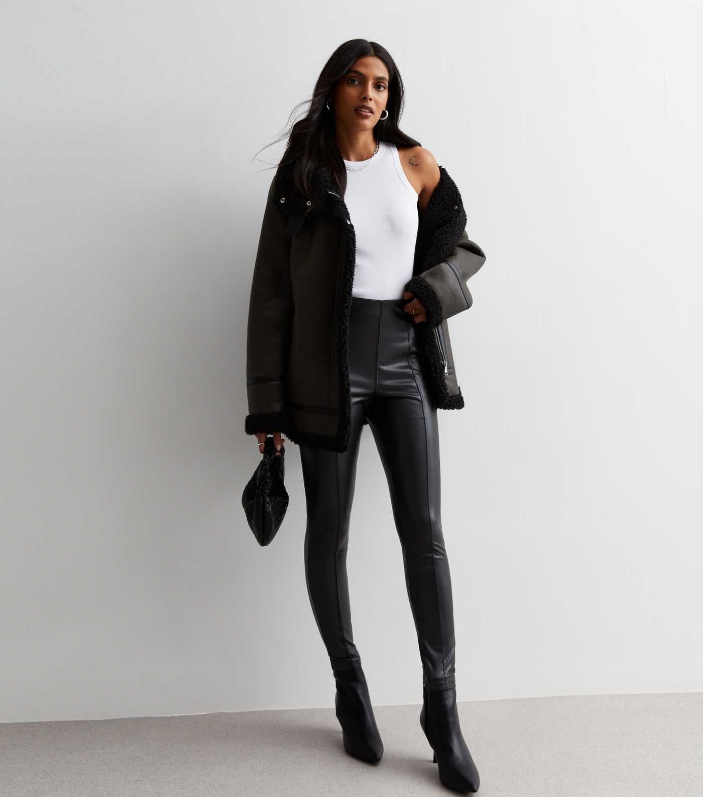 Black Leather-Look High Waist Leggings | New Look | New Look (UK)