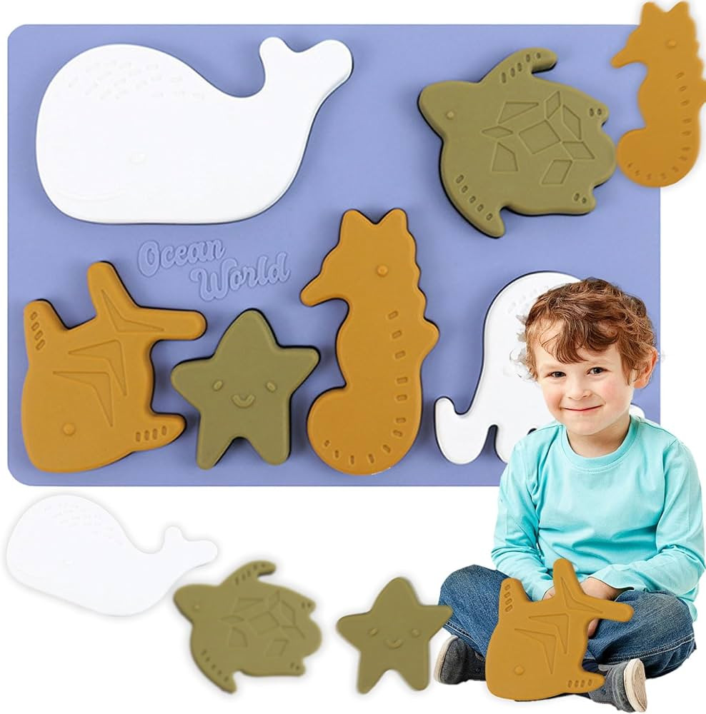 Silicone Toddlers Animal Puzzle, Baby Soft Silicone Animal Puzzle Toys for Toddlers, Learning Toy... | Amazon (US)