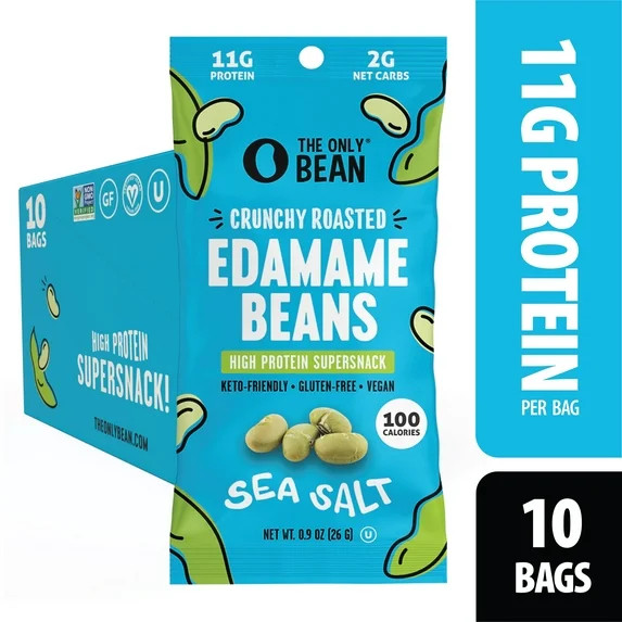 The Only Bean Crunchy Dry Roasted Edamame Snacks (Sea Salt), Keto Snack Food, High Protein (11g) ... | Walmart (US)
