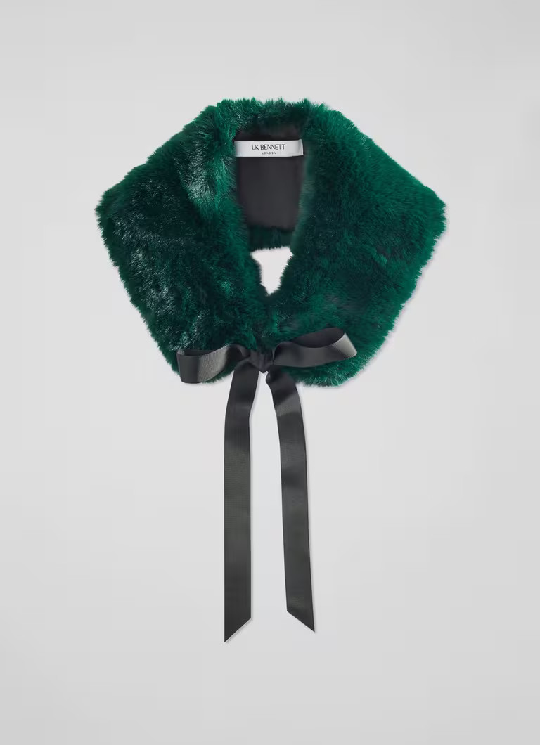 Ivonia Forest Green Faux Fur Collar | L.K. Bennett (UK)