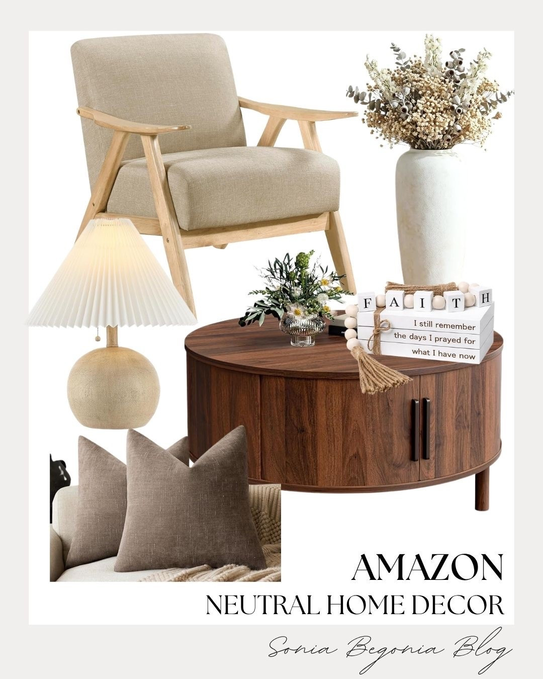 Create a warm and inviting space with these aesthetic Amazon neutral home finds! 🌿

Styled with a wooden frame armchair, a round drum coffee table, pleated lamp, textured throw pillows, and floral vase accents.

Tap the link to shop these modern cozy living room essentials! 🤍

#AmazonHome #NeutralHome #HomeDecor #AmazonFinds #LivingRoomDecor #CozyHome #LTKhome #InteriorInspo #ModernFarmhouse #WarmNeutrals #LTKunder50 #AmazonDecor

#LTKHome