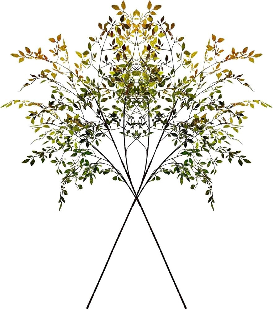 2Pcs Artificial Branches, 43.3inches Fall Artificial Nandina Branches Fake Faux Plastic Tall Stem... | Amazon (US)