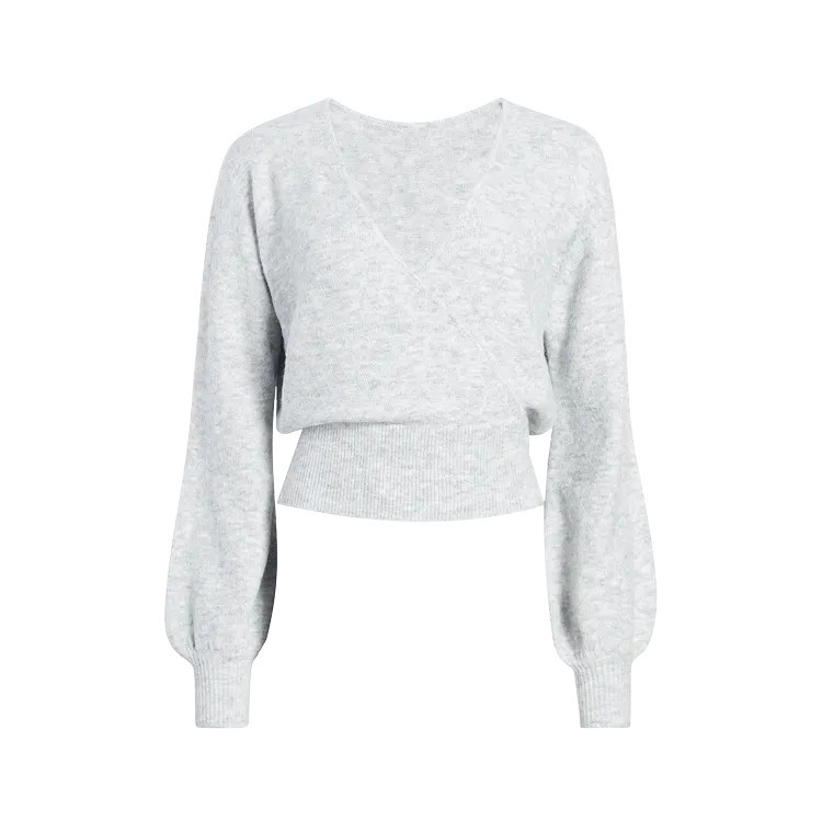Cozy Knit Wrap Sweater | Heather Grey - nuuds | nuuds