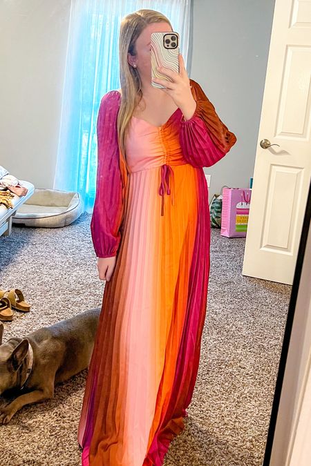 Fall wedding guest dress 🌅🍂✨

Multi colored dress, fall maxi dress

#LTKwedding