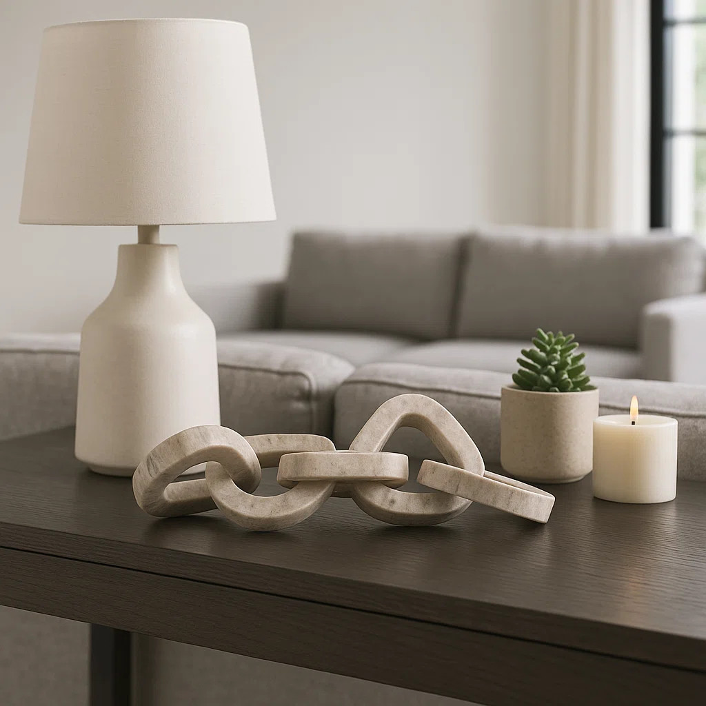 Carved Marble Chain Decorative Objects - Decorative Sculpture For Shelf And Home Decor - Decorati... | Wayfair North America