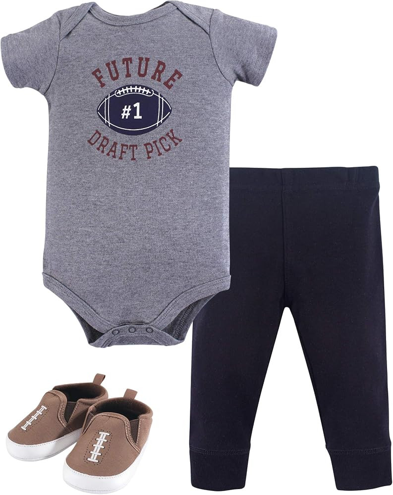 Hudson Baby Baby Cotton Bodysuit, Pant and Shoe Set | Amazon (US)