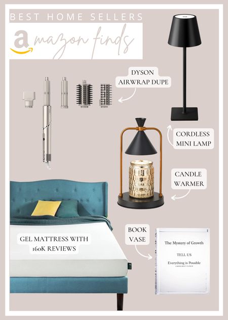 Amazon best home sellers as of recently- gel mattress with 160k reviews, mini lamp, candle warmer, Dyson airwrap dupe and book vase 

#LTKhome #LTKunder50