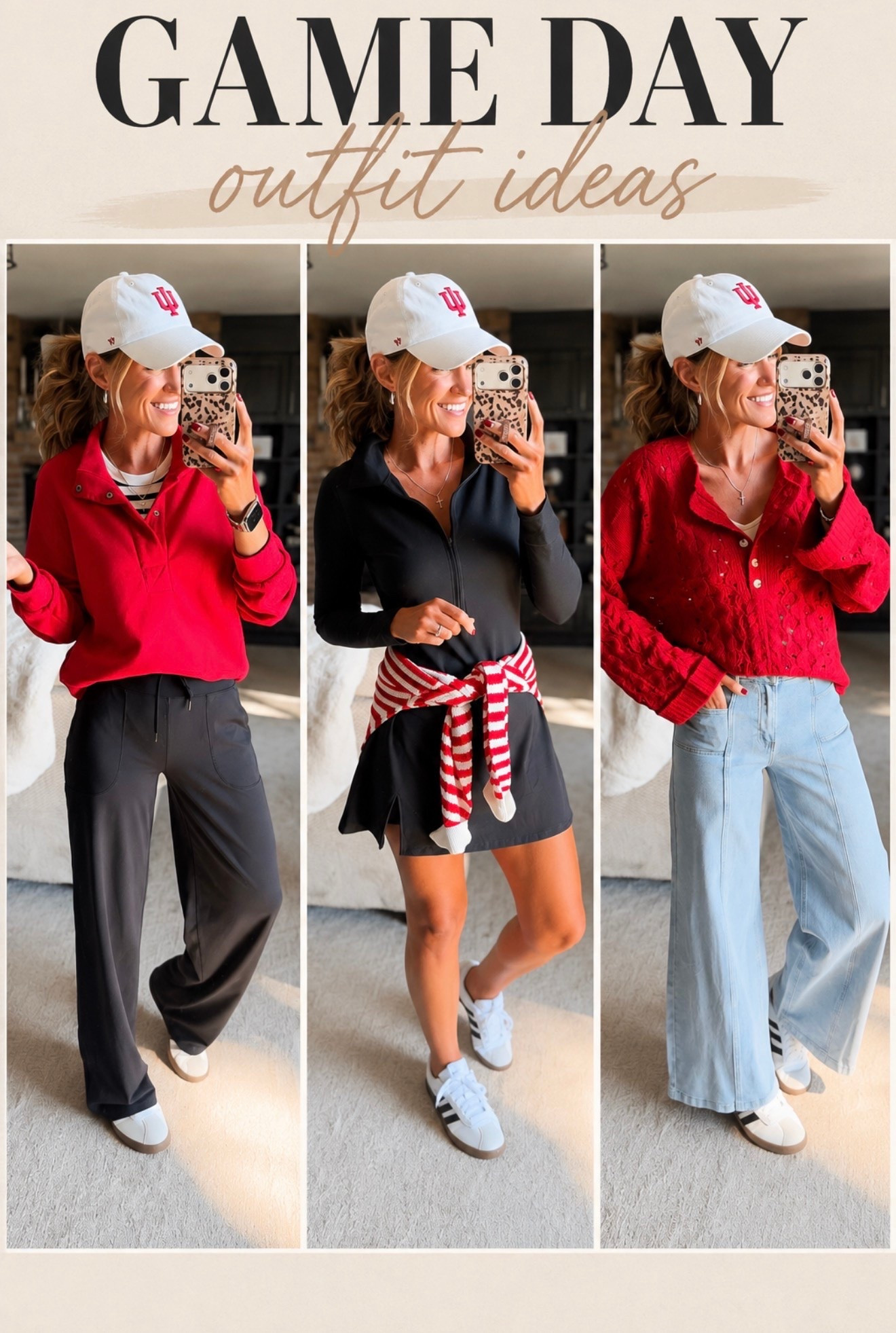 🏈 Game day outfit inspo. Sweatshirt, dress and cardigan available in other team spirit colors. 
Sweatshirt/ small
Pants/ medium
Dress/ medium
Sweater/ medium
Jeans/ 6
Sneakers sized down a half size

#LTKSeasonal #LTKOver40 #LTKmomlife