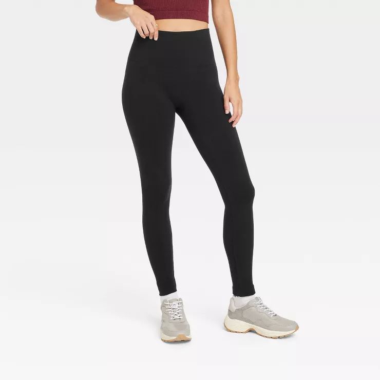 Women's High-Waist Cotton Seamless Fleece Lined Leggings - A New Day™ | Target