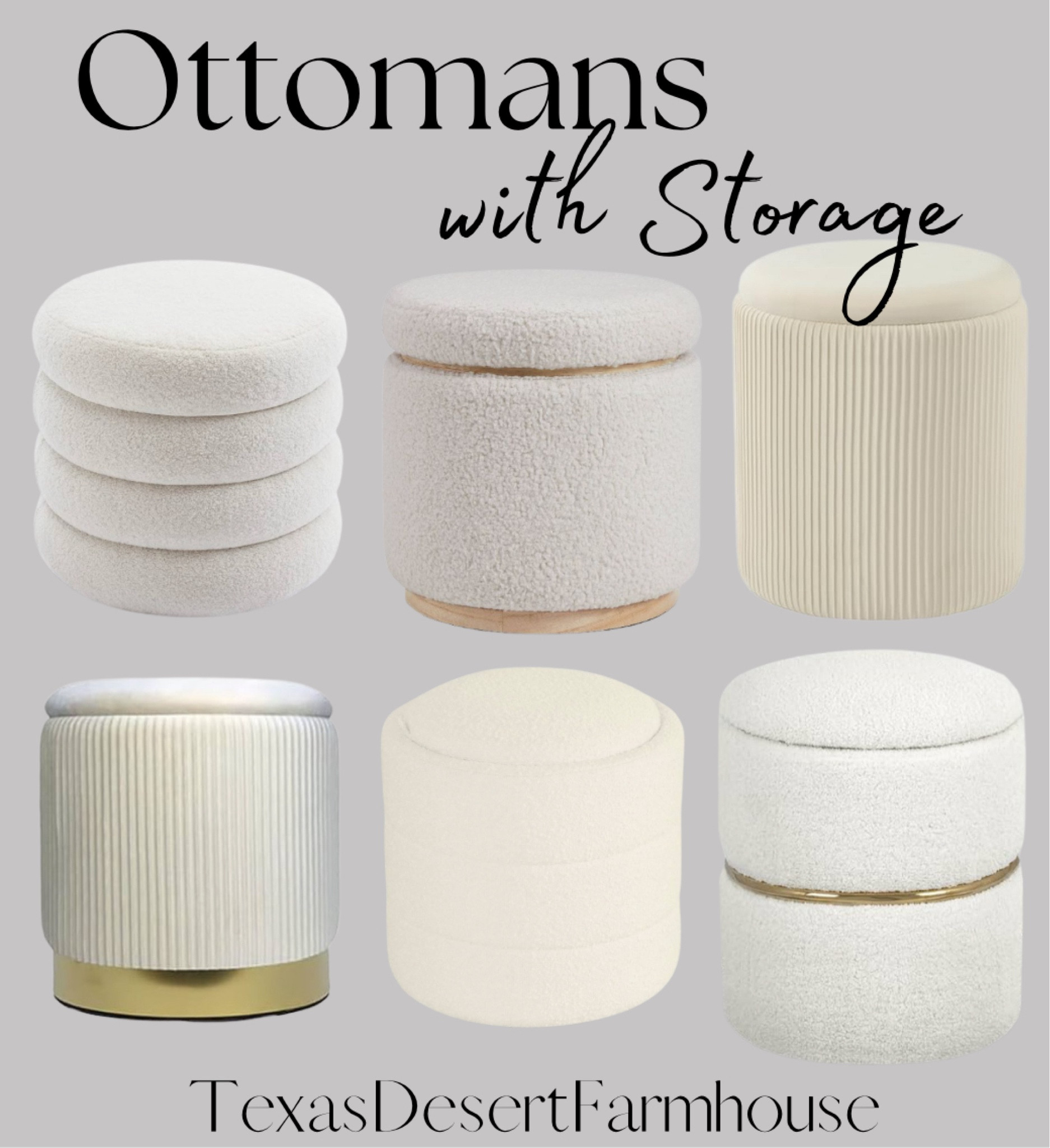 Ottomans with Storage 

Round Ottoman with Storage Set of 2,White Velvet Storage Ottoman for Living Room, Round Storage Ottoman, Ottoman Chair, Gold Ottoman with Storage, Accent Chair, Modern Ottoman (cream)

Furniliving 16" Height Round Ottoman Set of 2, Foot Rest Stool, Soft Fuzzy Sherpa Upholstered Ottoman with Storage Gold Stainless Steel Hoop, Storage Stool for Living Room, Bedroom (White)

Round Ottoman with Storage Set of 2 Upholstered Velvet Vanity Stool for Makeup Lines Support 300lbs Ottomans Multifunctional Foot Rest Coffee Table Padded Seat for Living Room&Bedroom-Beige

Modern Round Storage Ottoman Coffee Table Boucle Fabric, Large Sherpa Ottoman Footstool with Stripe Line, White Vanity Stool with Storage for Bedroom Living Room Dorm

HomePop Storage Round Ottoman with Removable Lid Home Décor|Upholstered Round Foot Rest Ottoman - Cream Boucle

17.5'' Round Ottoman Foot Stool Fabric Storage Footrest Vanity Stool Chair, Modern Sherpa Upholstered Padded Seat with Lid for Living Room/Bedroom/Small Space/Make Up, Black

#ottoman #ottomanwithstorage #storage #dormdecor #dormspace #footstool #vanitystool #stool #boucleottoman

#LTKHome #LTKStyleTip #LTKU