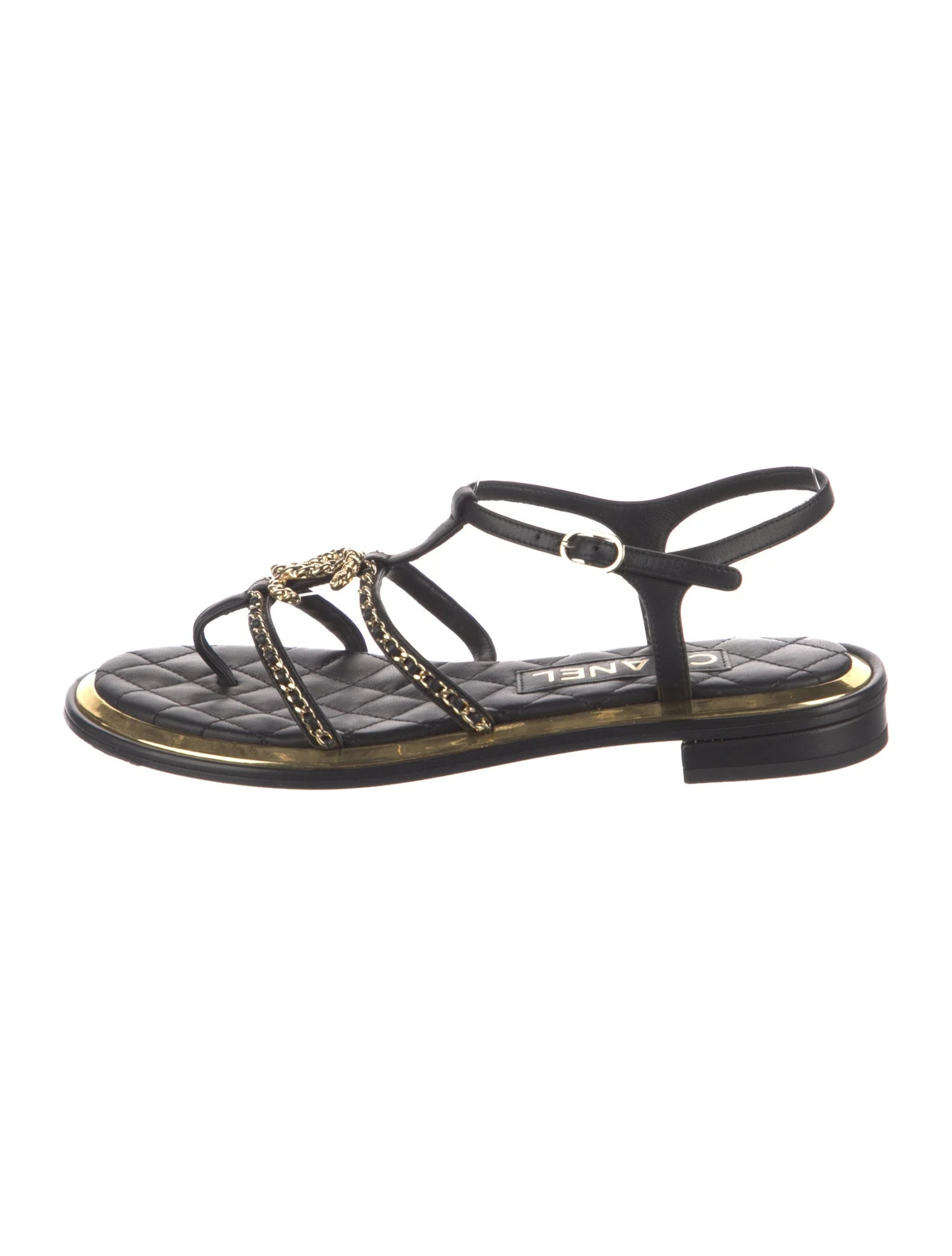 Interlocking CC Logo Leather Slingback Sandals | The RealReal
