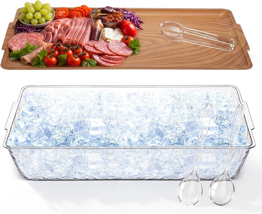 Baderke 1 Set 16" x 9" Chilled Serving Tray for Parties with Compartments Ice Chilled Party Crudi... | Amazon (US)