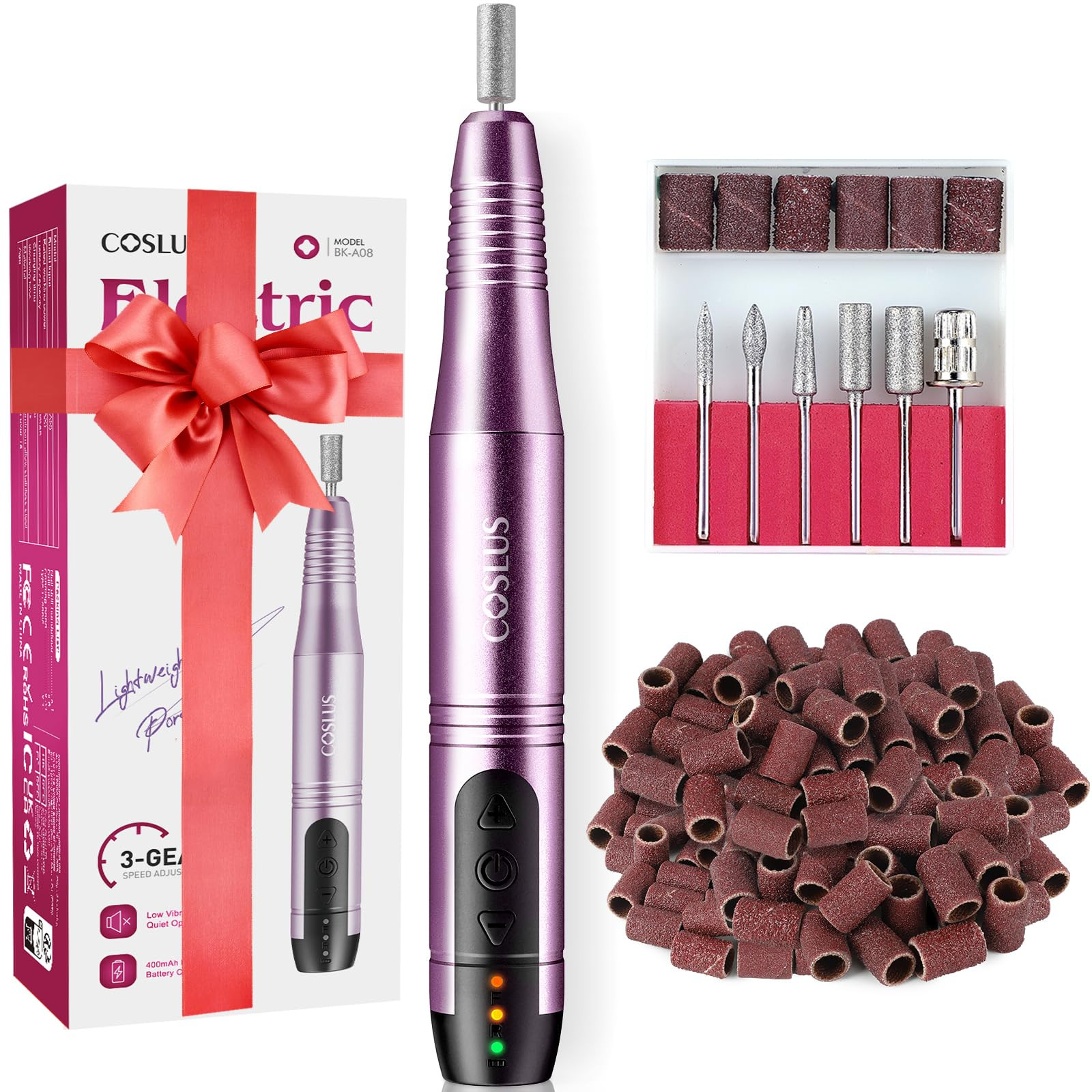 COSLUS Cordless Nail Drill Electric File: Professional for Acrylic Gel Dip Powder Nails Portable ... | Amazon (US)