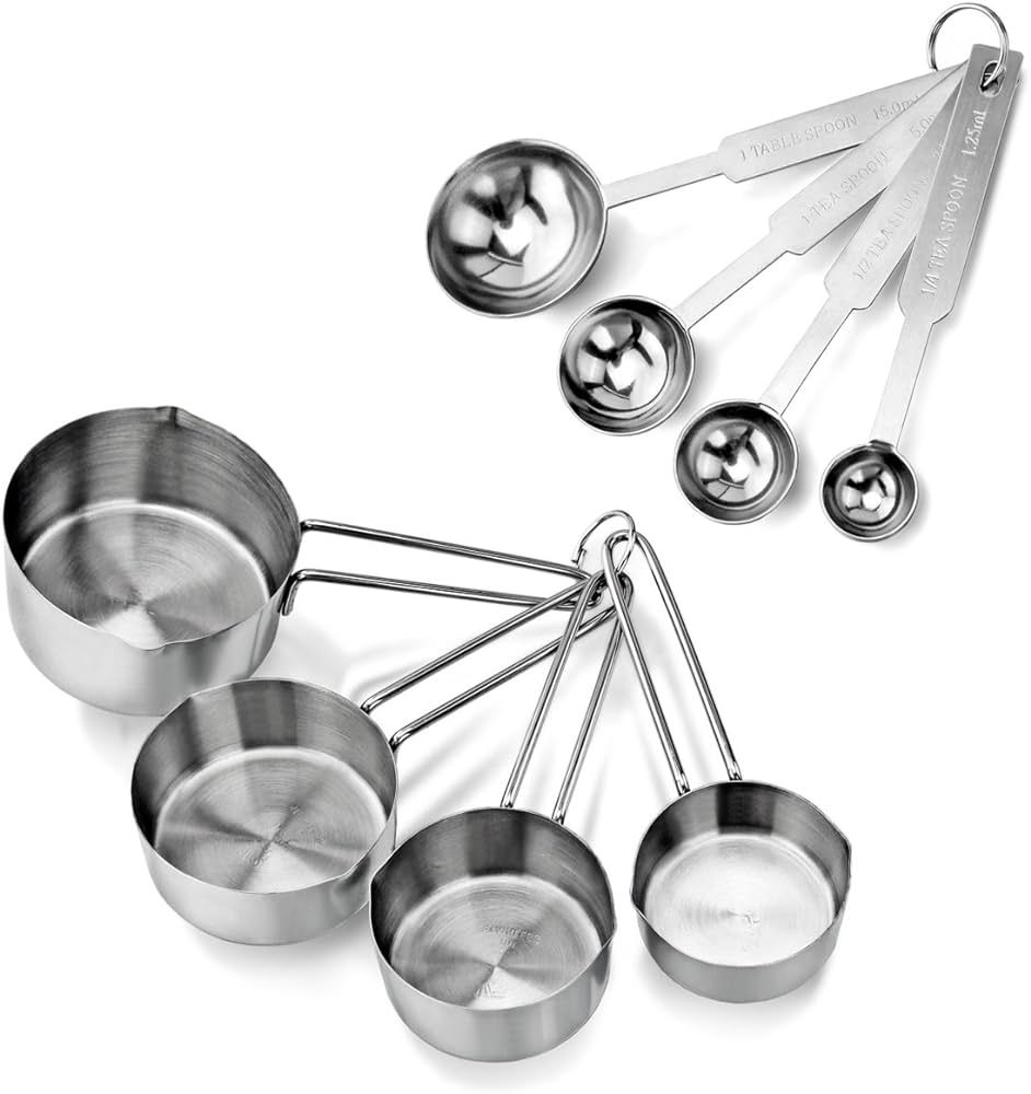 New Star Foodservice 42917 Stainless Steel 8-Piece Measuring Cups and Spoons Combo Set | Amazon (US)