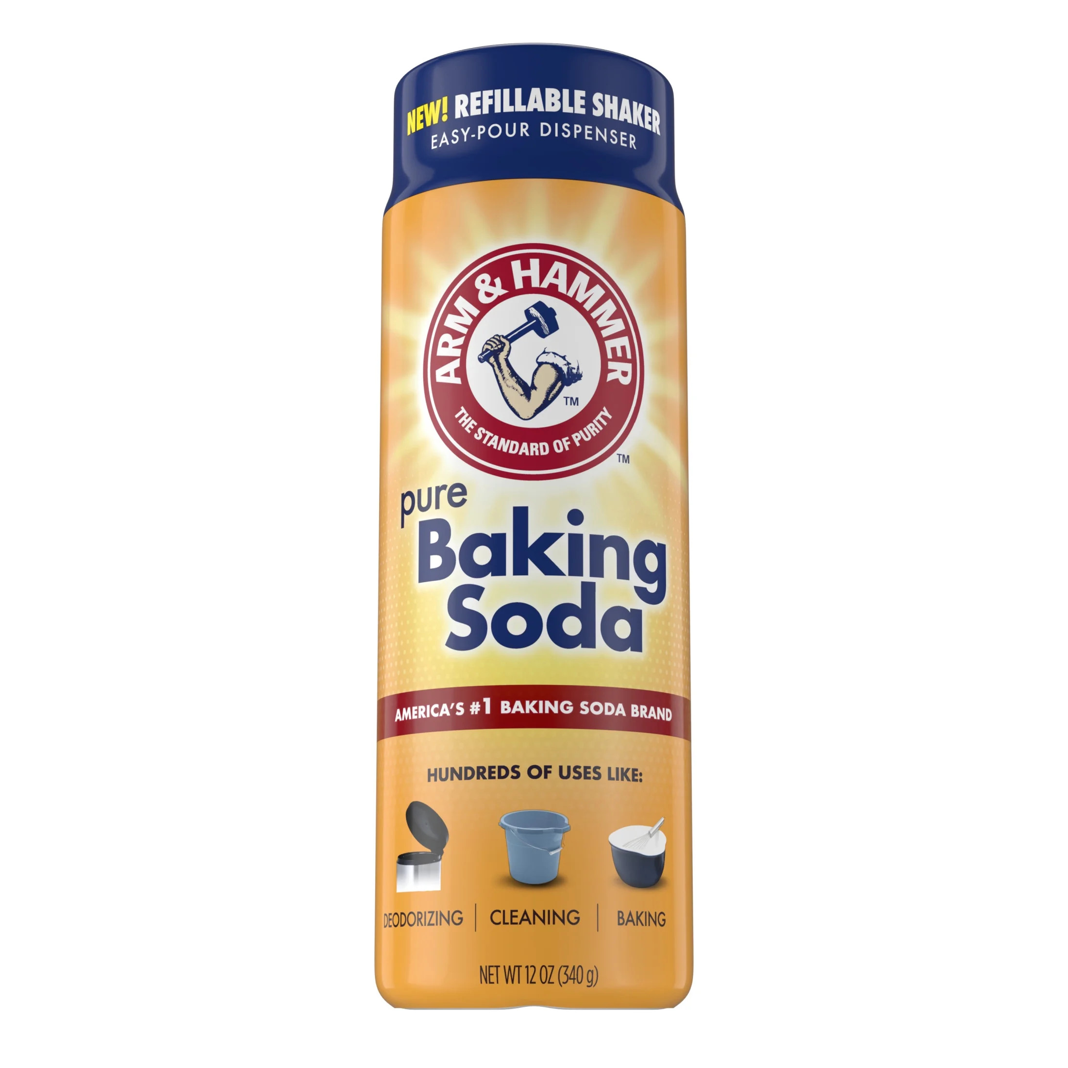 ARM & HAMMER Baking Soda Refillable Shaker, For Baking, Cleaning & Deodorizing, 12 oz | Walmart (US)