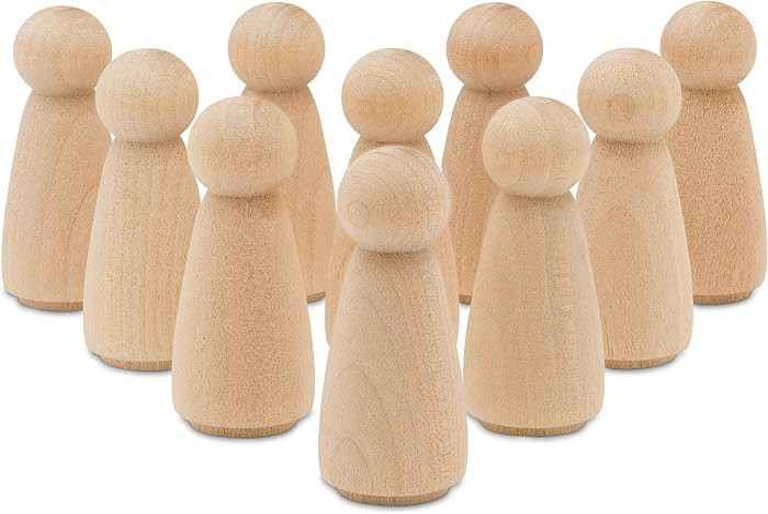 Wood Peg Dolls - 2 Inch Mom/Angel Shape Peg People, Pack of 25 Unfinished Birch Wooden Dolls for ... | Amazon (US)