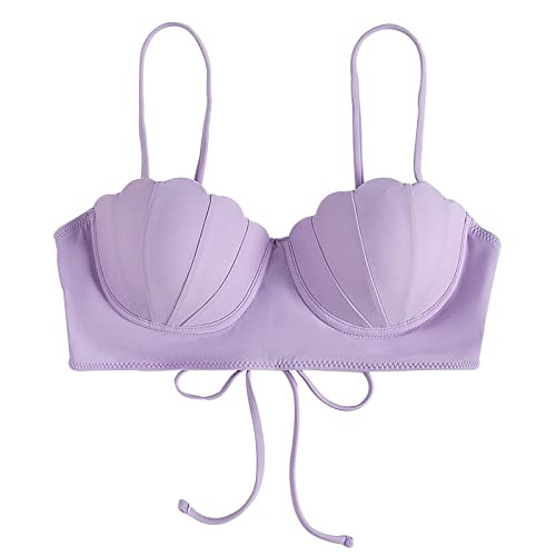 Tumhug Mermaid Tops for Women Seashell Bikini Top Mermaid Shell Top Purple Seashell Bra Swimsuit Bathing Suit Tops | Amazon (US)