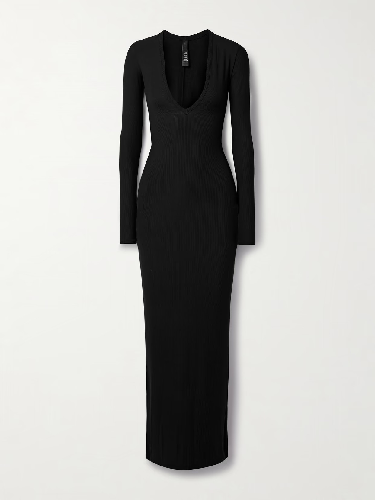 SKIMS - Soft Lounge Long Deep Plunge Dress - Onyx | NET-A-PORTER (US)
