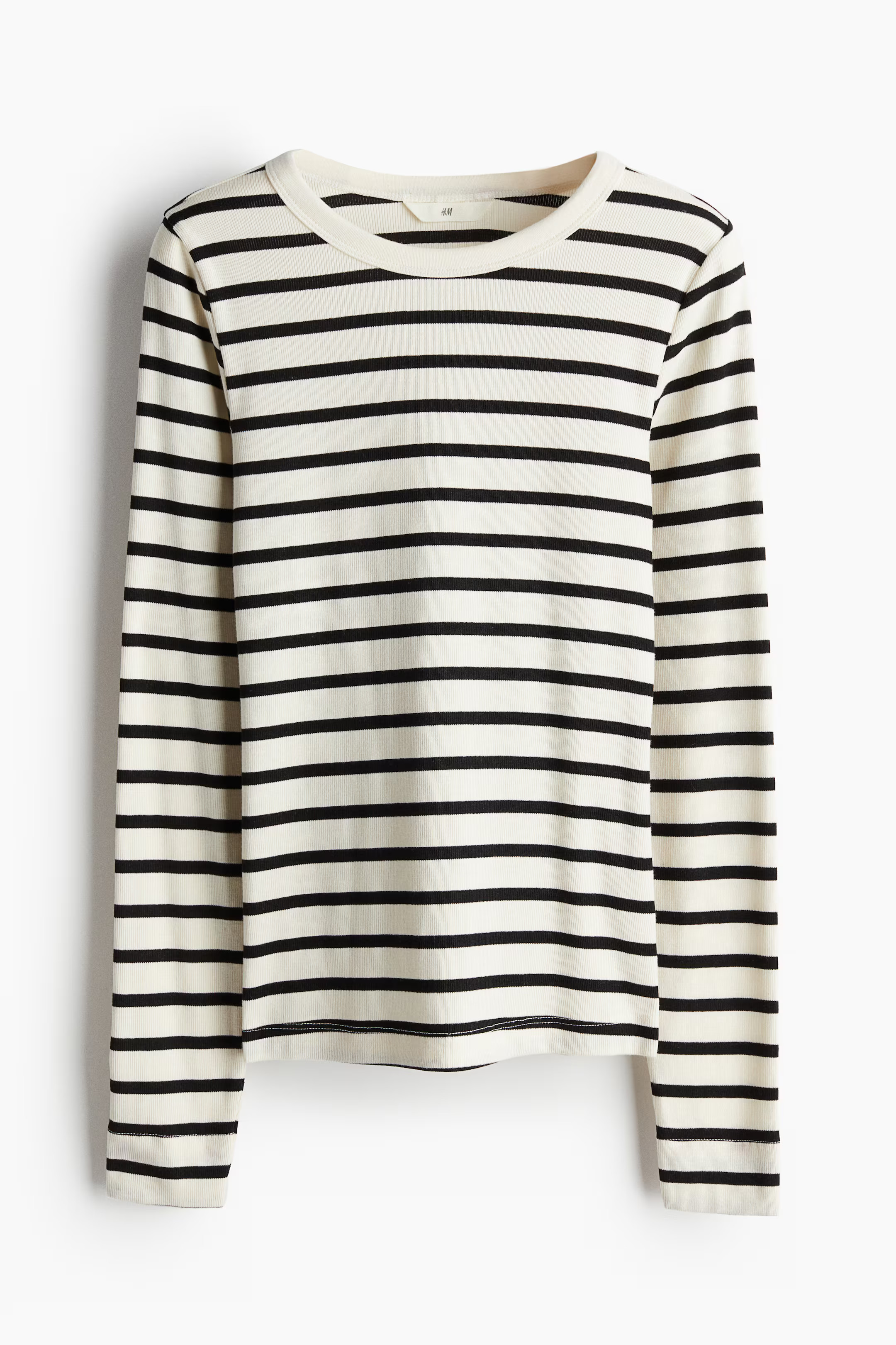 Ribbed jersey top - White/Striped - Ladies | H&M GB | H&M (UK, MY, IN, SG, PH, TW, HK)