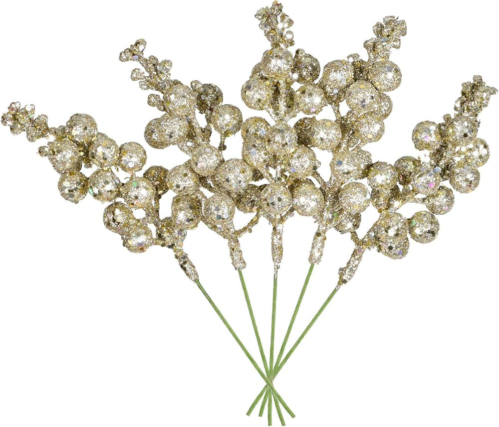 Artiflr 14 Pack Christmas Glitter Berries Stems Clearance, 7.8 Inch Artificial Christmas Picks fo... | Amazon (US)