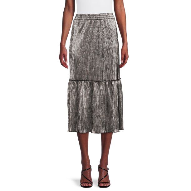 Time and Tru Plisse Midi Skirt - Walmart.com | Walmart (US)