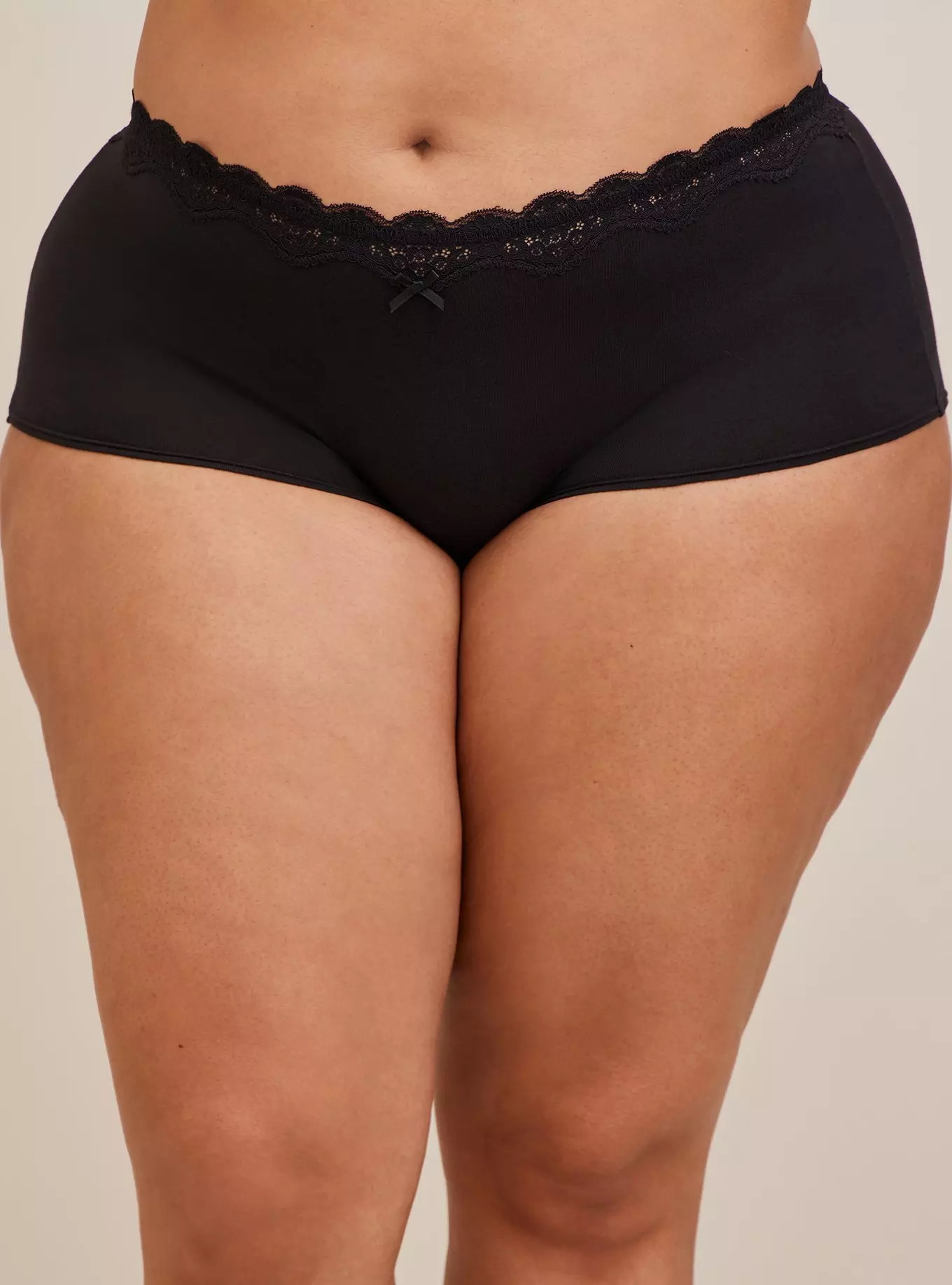 Cotton Mid-Rise Boyshort Lace Trim Panty | Torrid (US & Canada)