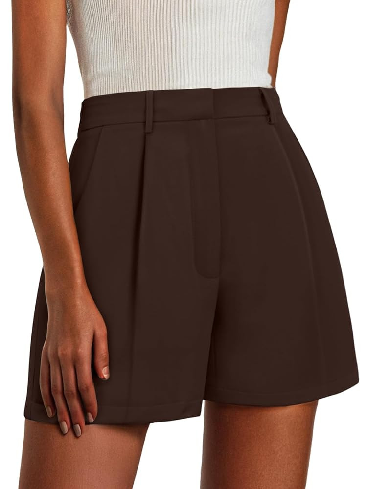 Feiersi Womens Shorts Dressy Casual Elastic Waisted Tailored Work Shorts with Pockets | Amazon (US)