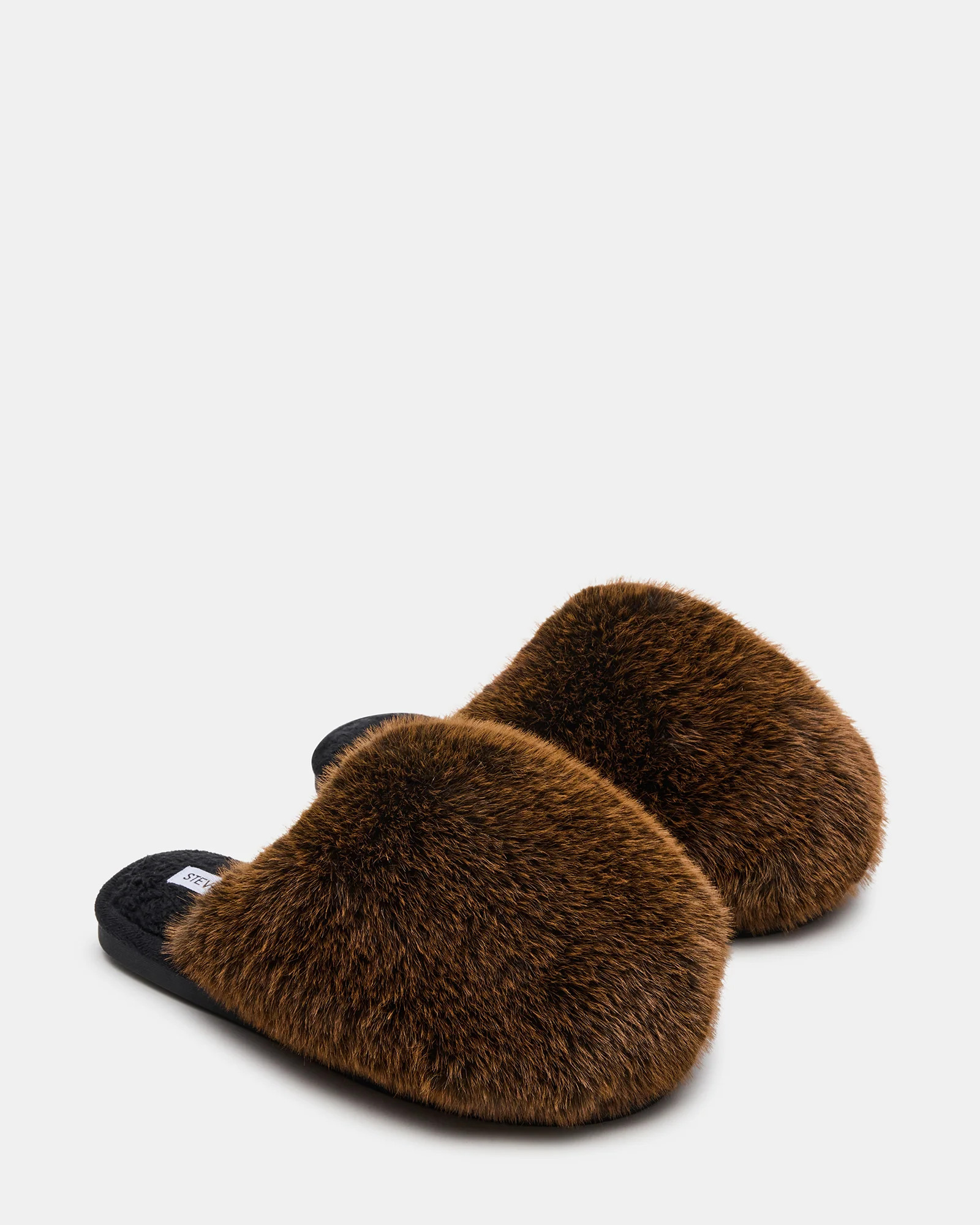 POOF Brown Slip-On Faux Fur Mule Women's Flat | Steve Madden (US)