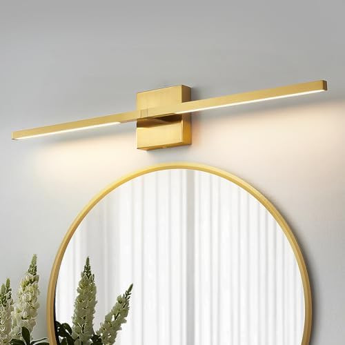 Modern Gold Bathroom Vanity Light LED 24.21" Inch, JUSHENG Metal Artwork Sconces Lamps 14W (70W Eqv.), Hardwired Connection, 3000K Warm White 840Lm LED Picture Lights for Paintings | Amazon (CA)
