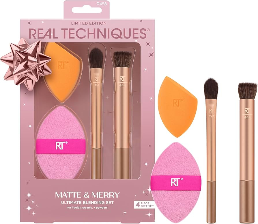 Real Techniques Matte & Merry Ultimate Blending 4 Piece Holiday Gift Set, Foundation Makeup Spong... | Amazon (US)