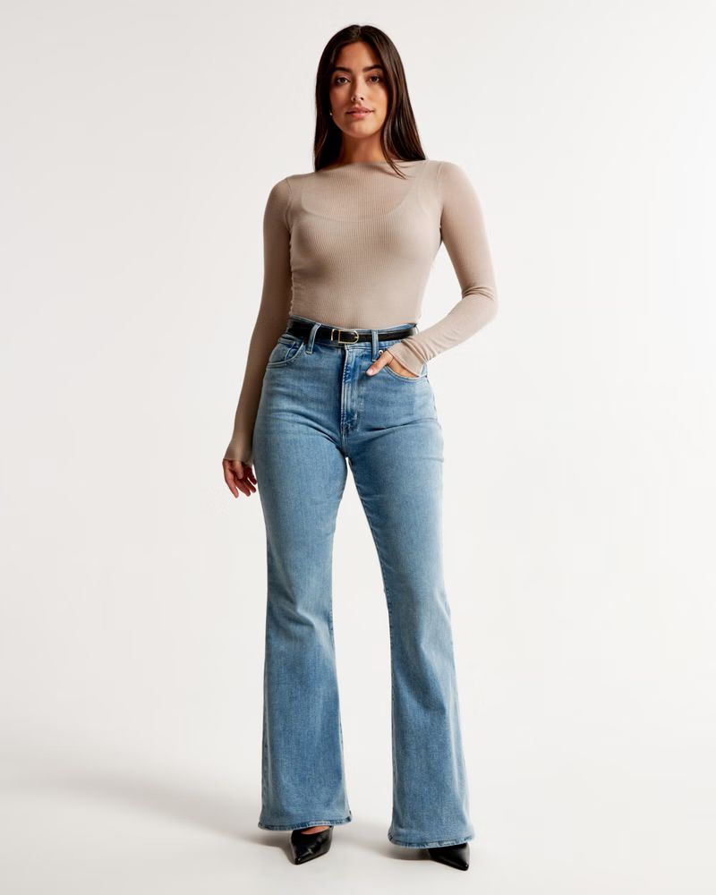 Women's Curve Love Ultra High Rise Stretch Flare Jean | Women's Bottoms | Abercrombie.com | Abercrombie & Fitch (US)