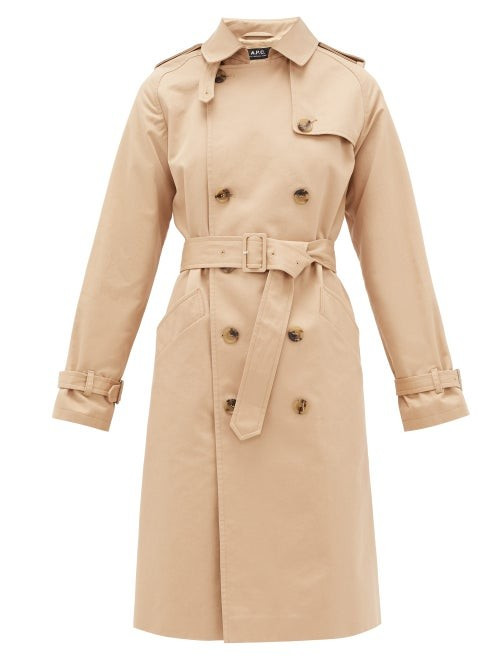 A.P.C. - Greta Cotton-twill Trench Coat - Womens - Beige | Matches (US)