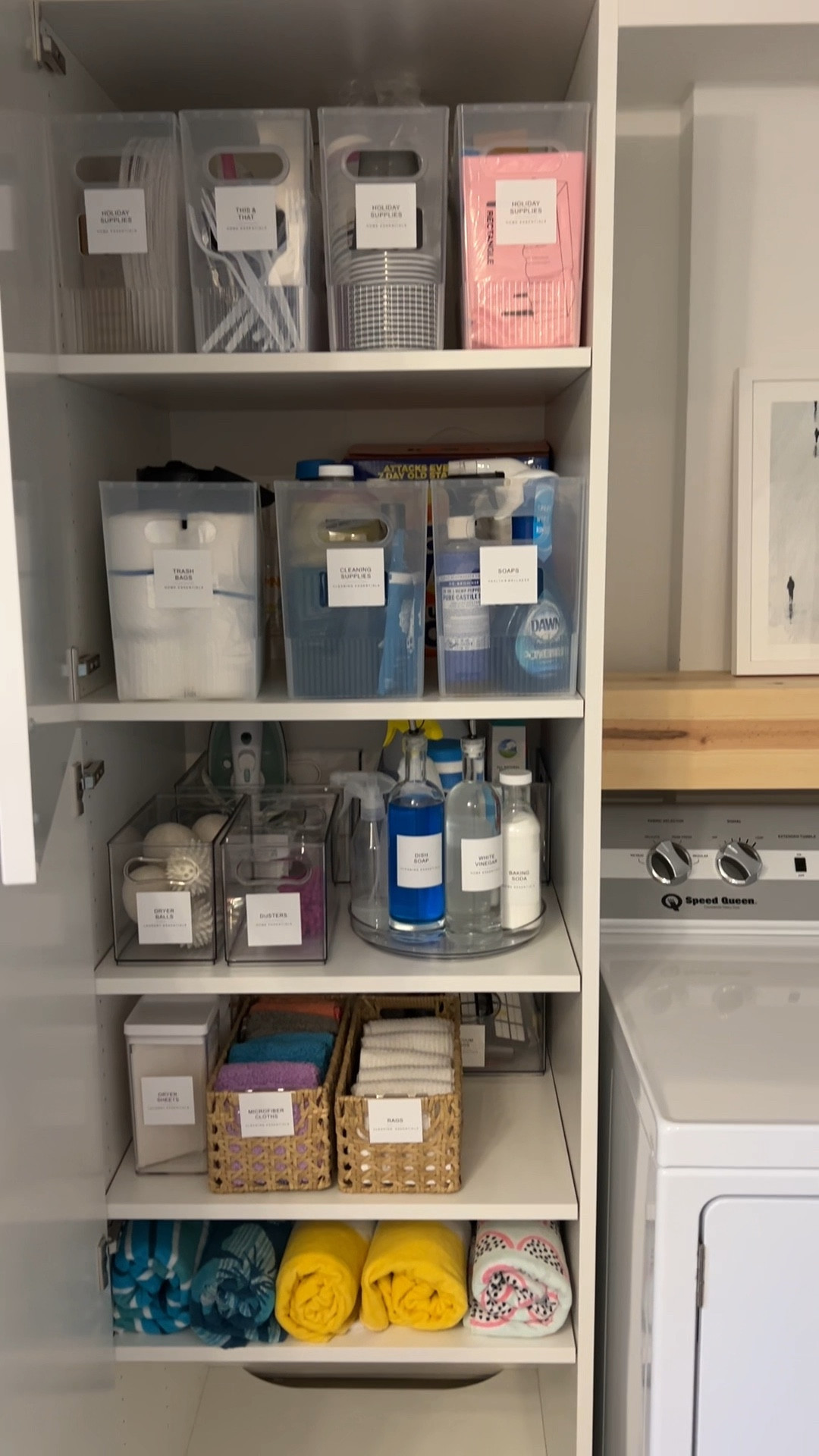 Laundry room organization! Everything has a home and is labeled with a pretty set of labels purchased from Amazon  

#LTKhome #LTKfindsunder50
