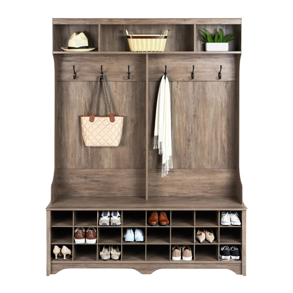 Gracie Hall Tree 60'' Wide with Bench and Shoe Storage, Shoe Cabinet, Storage Cabinet with 24 Sho... | Wayfair North America