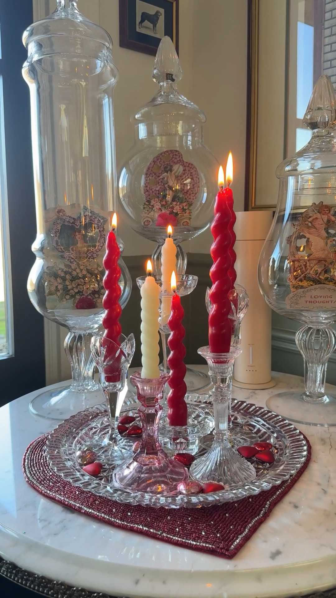 I love this candle tray set up for Valentines Day! Linking the candles I used here and some similar mini hearts! All the glassware was thrifted! 

#LTKHome #LTKSeasonal #LTKValentine