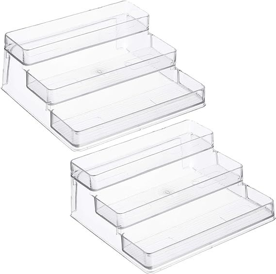 Home Intuition 3-Tier Spice Rack Step Shelf Cabinet Organizer, Clear (2) | Amazon (US)