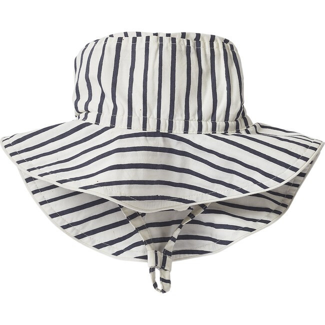 Pehr | Stripes Away Bucket Hat, Ink | Organic Cotton (Navy Blue, Size 6-12M) | Maisonette | Maisonette