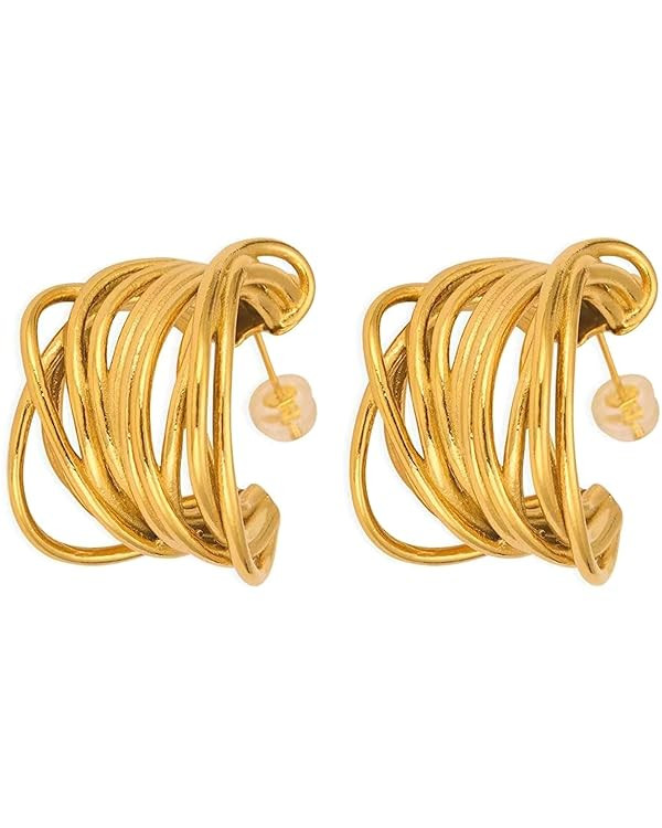 Chunky Gold Vintage Statement Hoop Earrings | Amazon (US)