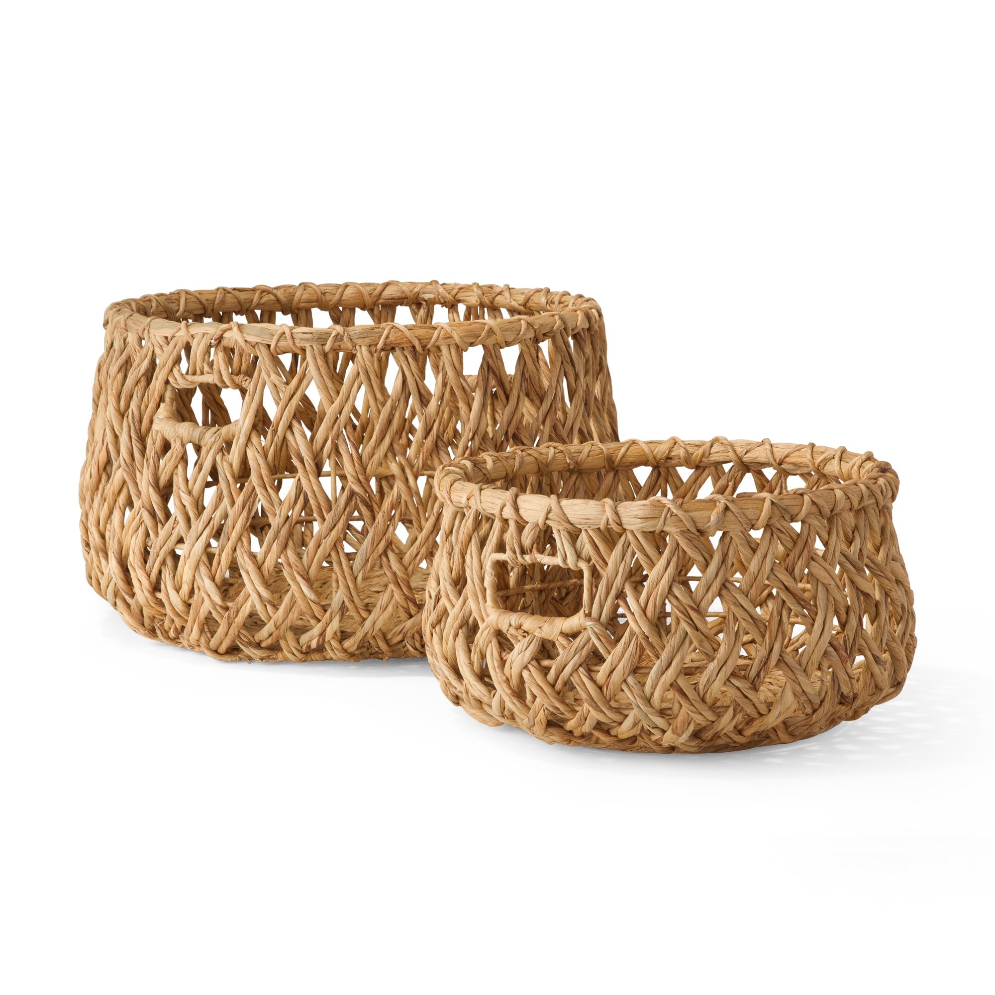 MoDRN Naturals Water Hyacinth Twisted Lattice Belly Basket, Set of 2 | Walmart (US)