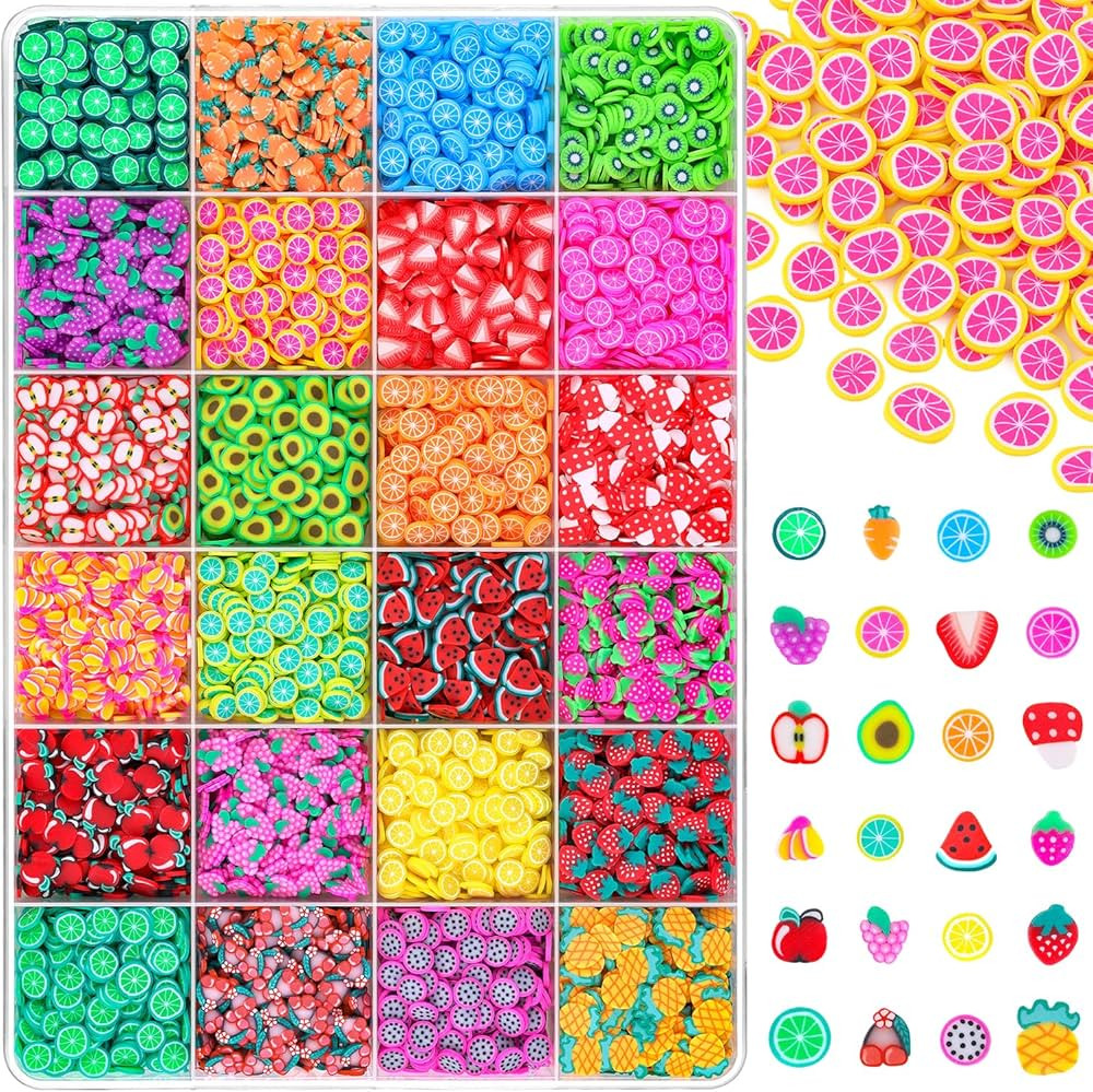 24-Grid TINKRSTUFF Fruit Slice Polymer Clay Slime Add Ins for Nail Art Fimo, Fake Sprinkles Scrap... | Amazon (US)