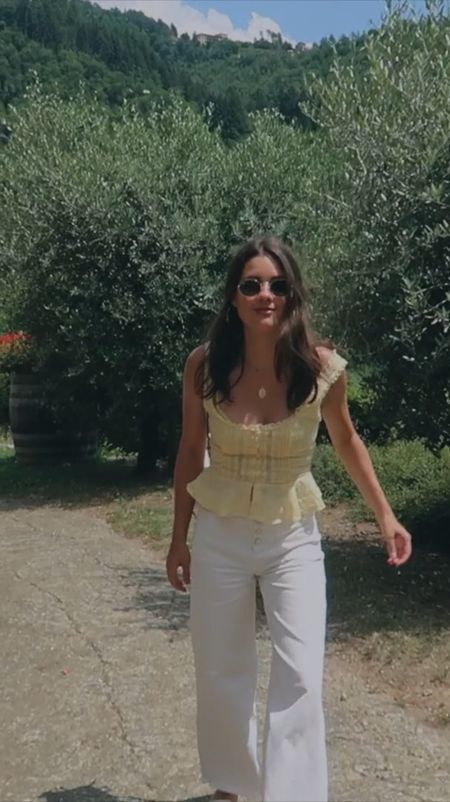 Italian summer outfit ☀️
Spring outfit, summer outfit, travel outfit, yellow top, white jeans 

#LTKeurope #LTKVideo #LTKtravel