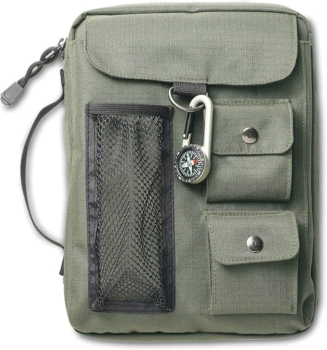Compass Bible Cover, Zippered, with Handle, Nylon, Green, Medium | Amazon (US)