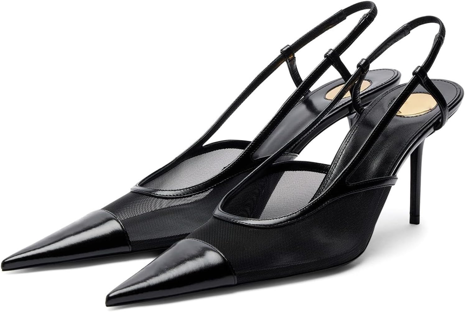Mesh Slingback Heels for Women Pointed Toe Stiletto High Heel Pumps Elastic Ankle Strap Heels Breathable Sheer Wedding Party Dress Shoes | Amazon (US)