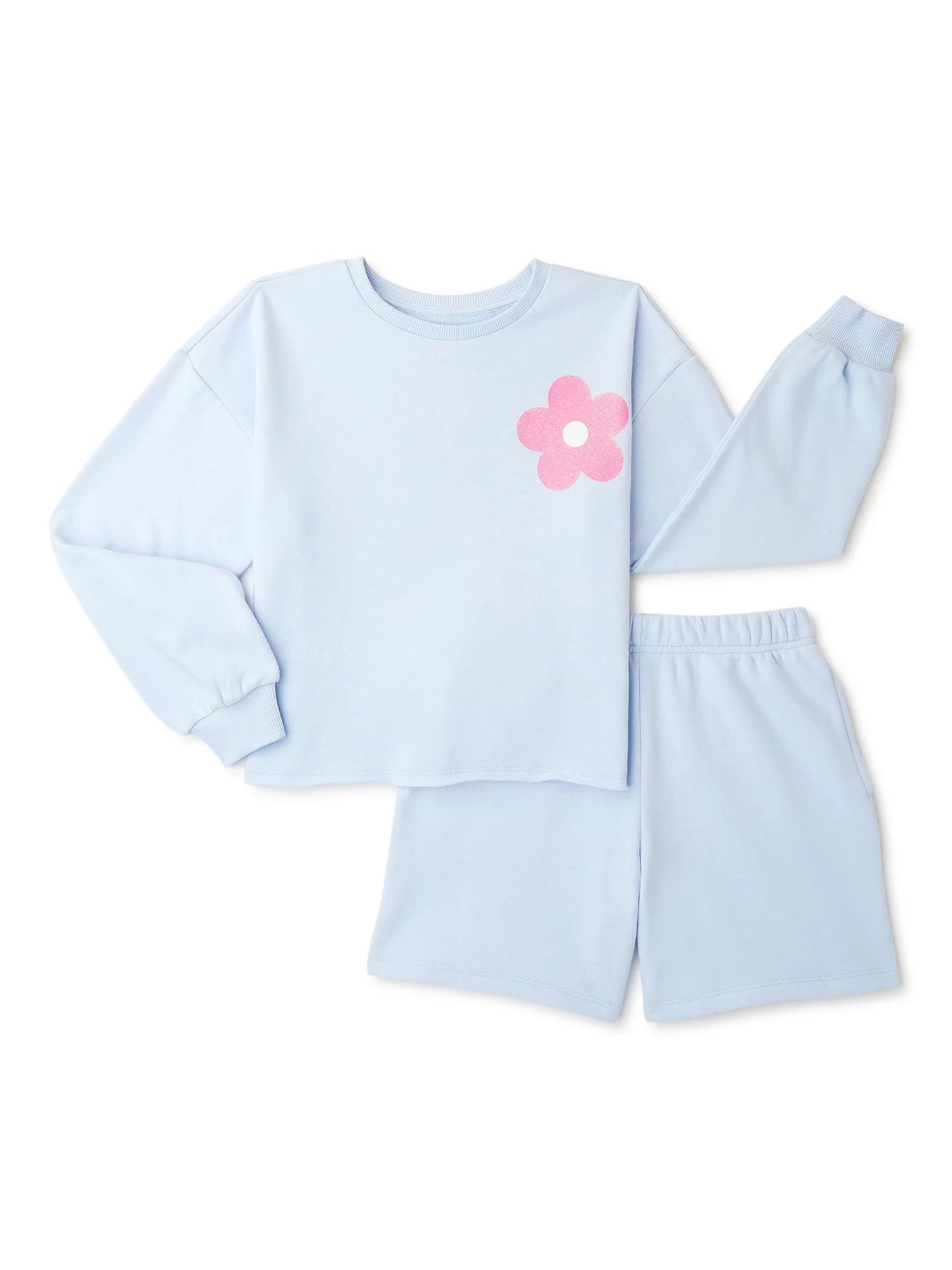 We Wear Cute Girls’ Sweatshirt and Comfy Shorts Outfit Set, 2-Piece, Sizes 4-16 | Walmart (US)