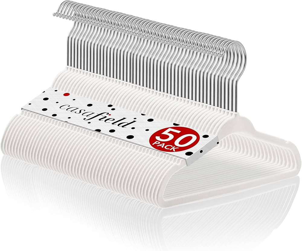 Casafield 50 Velvet Baby Hangers - 11" Size for Infant & Toddler Clothes - Ivory | Amazon (US)