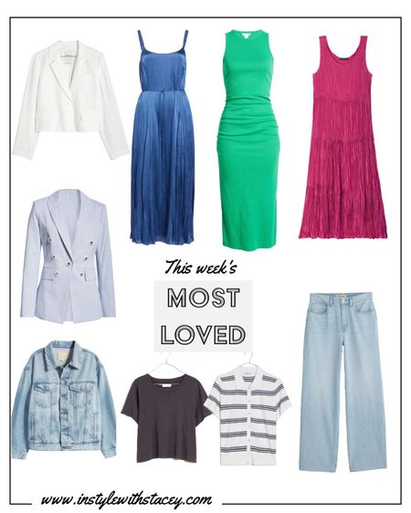 This week’s MOST LOVED by you! Dresses and jackets were on your shopping lists. The perfect vintage wide leg jeans and tees from Madewell made the list too. 

#LTKStyleTip #LTKOver40 #LTKWorkwear