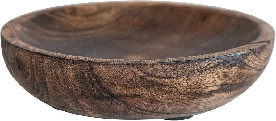 Bloomingville 5.25 Inches Round Hand-Carved Mango Wood Dish, Burnt Finish Plate, Brown | Amazon (US)