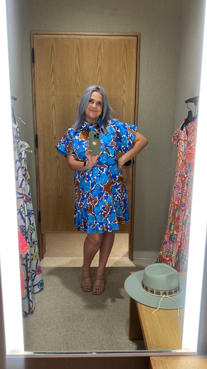 Just realized this adorable Hunter Bell dress is on sale! Definitely going to snag this one. 🥹 Has stayed on my mind since try-on. I loved the vibrant blue and rich golden brown tones throughout. Also, the material was a nice thick quality, perfect for a Fall transitional piece. 

#LTKStyleTip #LTKSaleAlert #LTKMidsize
