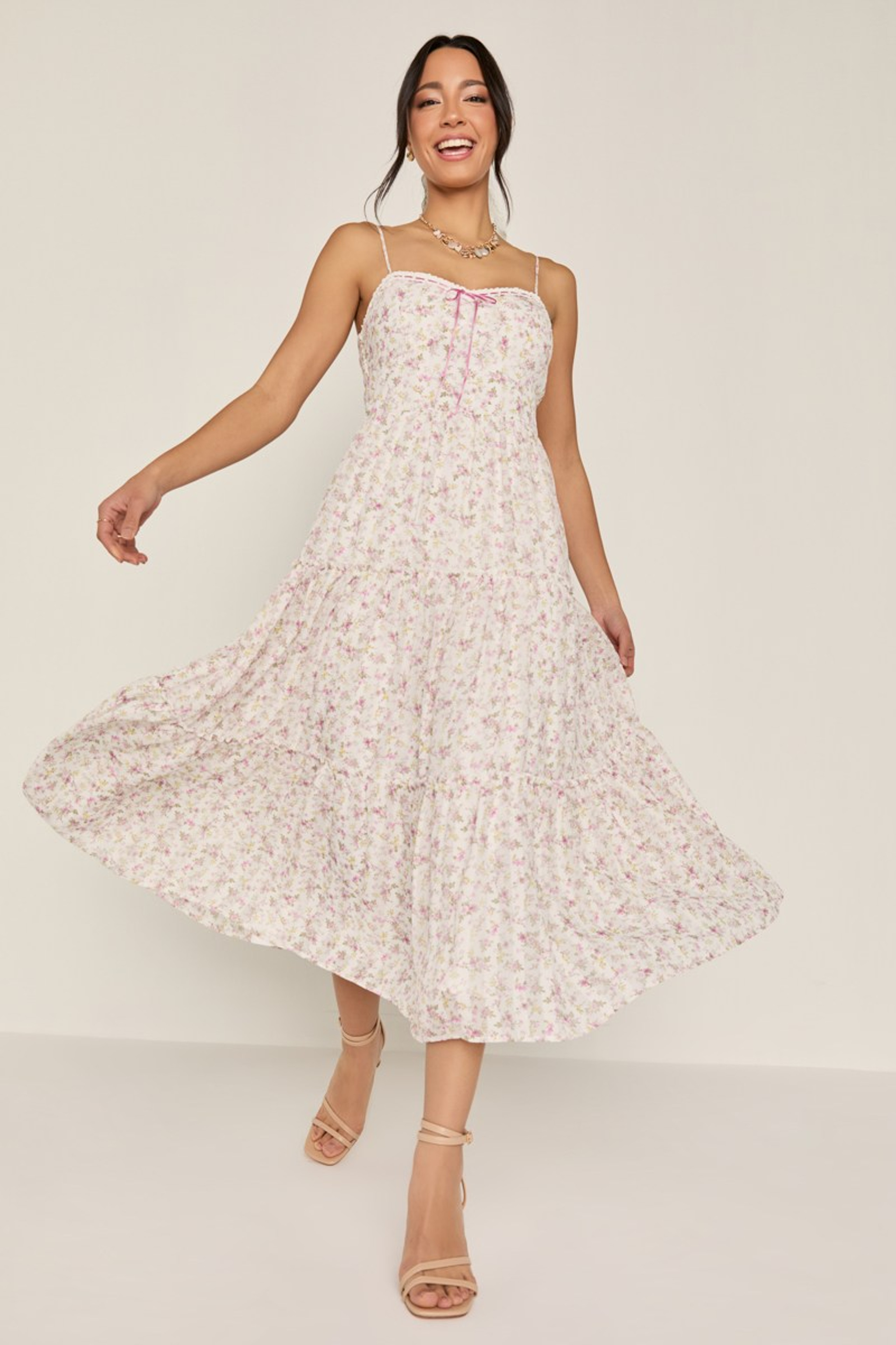 Ruby Tiered Floral Midi Dress | Francesca's