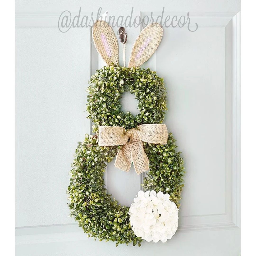 Bunny Wreath, Bunny Shaped Wreath, Boxwood Bunny Wreath, Cottontail Bunny Wreath, Easter Front Do... | Etsy (US)